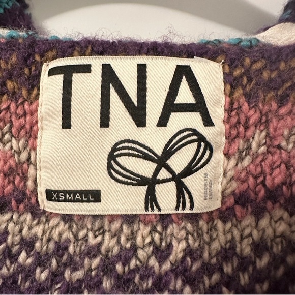 TNA Aritzia Striped Wool Blend Knit Pullover Oversized Sweater Size XS Women’s - Picture 7 of 10